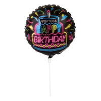 Шарик 23см Happy Birthday Неон