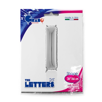 Шар буква "I", 66см Silver