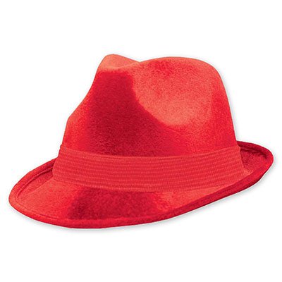 Шляпа-федора велюр Красная