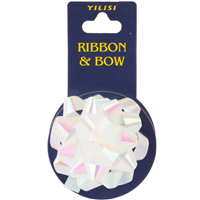 Бант звезда + Лента перламутр белый