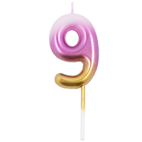 Свеча -цифра "9" Омбре розов/золот 6см