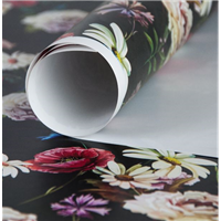 Бумага упак Цветы крупн на черн 67х99см