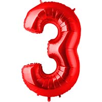 Шар цифра "3", 101см Red Италия