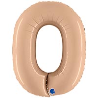 Шар цифра "0" 101см, Нюдовый Сатин