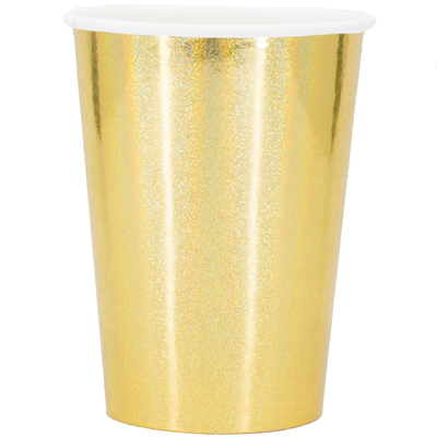 Стаканы голографические золотые, 6 шт