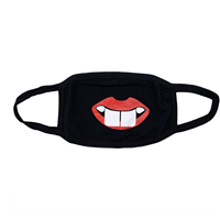 Маска тканевая двухслойная черная Губы