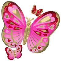 Шар фигура Бабочки сердца Pink Gold Red