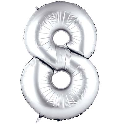 Шар цифра "8", 66см Silver