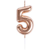 Свеча -цифра "5" Розовое золото 4,5см