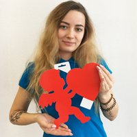 Баннер Купидон с сердцем красный 27см
