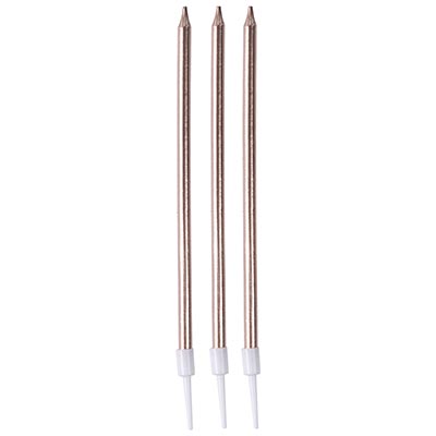 Розовое Золото Свечи д/торта Роз Зол с подст 12шт 13см 1502-6438