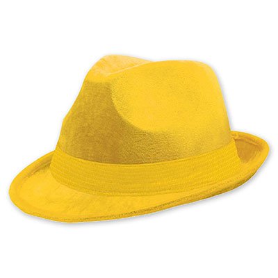 Шляпа-федора велюр Желтая