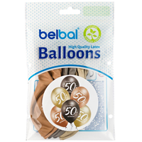 Шар с рисунком 14" Хром Юбилей - 50. 6шт