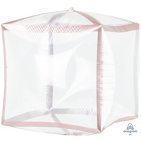 Шар объемный 3D куб Прозрачный Rose Gold