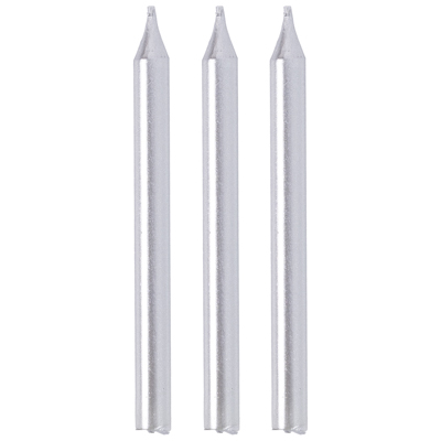 Свечи для торта Серебро 8 см, 12 штук