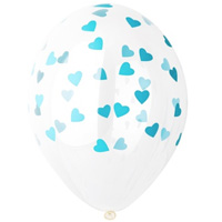 Шары прозрачные 36см Сердца мятные
