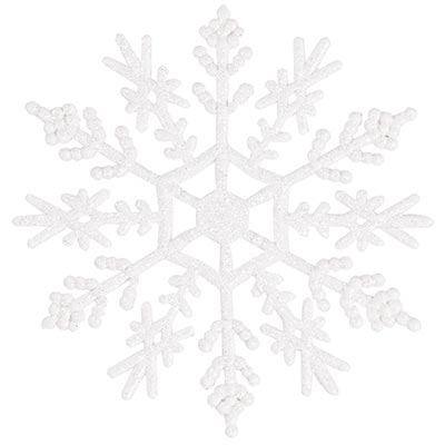 Декорации подвески Снежинки белые глиттер 12см, 3шт