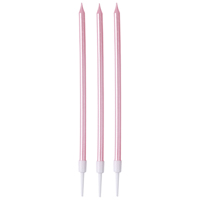 Свечи д/торта Розовые с подст 12шт 13см