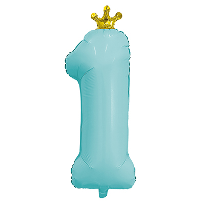 1-й День Рождения Шар цифра 1 66см С короной Aquamarine 1207-4723