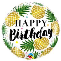 Шарик 45см H.Birthday Ананасы золотые