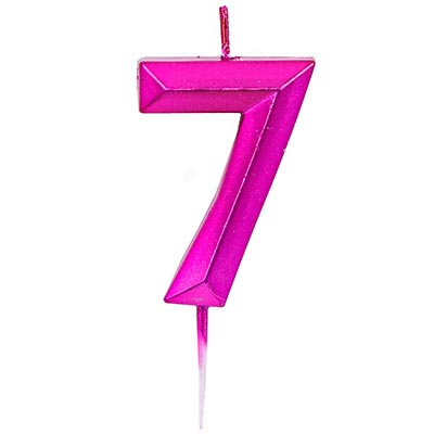 Свеча-цифра 7 Диамант Маджента, 4,5см