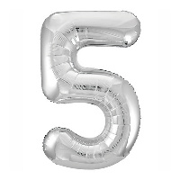 Шар цифра "5", 101см Металлик Silver