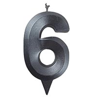 Свеча-цифра "6" Грань черный жемчуг 7см