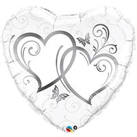 Шар 36" Сердца переплетенные Silver