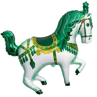 Шарики из фольги Шар фигура Лошадь цирковая зеленая