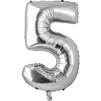 Шар цифра "5", 66см Silver