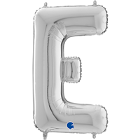 Шар буква "Е", 66см Silver
