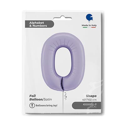 Шар цифра "0", 102см Сатин Lilac