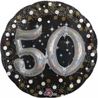 Шар ДЖАМБО HB Sparkling Birthd 50 gold