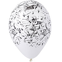 Шары 35см с рисунком Мрамор чёрный