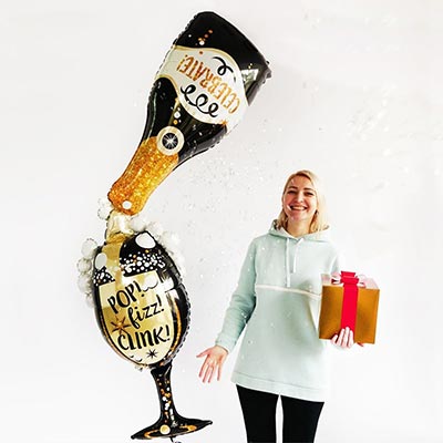 Шар фигура Шампанское и бокал пузырьки