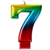 Свеча-цифра "7" Радуга металлик 8 см