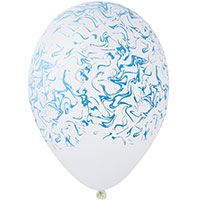 Шары 35см с рисунком Мрамор голубой