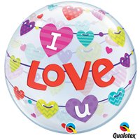 Шар BUBBLE 22" ILY Гирлянда Сердца