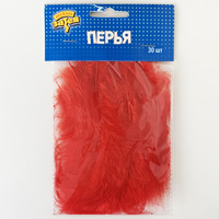 Перья декоративные красные 10см 30шт
