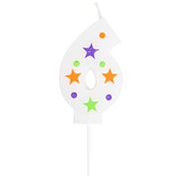 Свеча -цифра "6" Звезды 5см