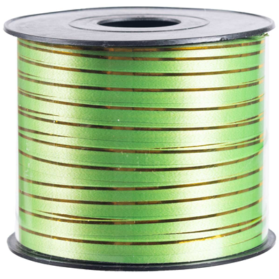 Лента с золот полосой 5ммХ230м зеленая/G