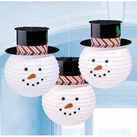 Фонарики бумажные Снеговик в шляпе, 3 шт