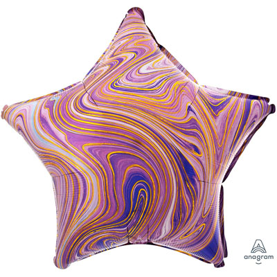 Шарики из фольги Шар 45см Звезда Мрамор Purple