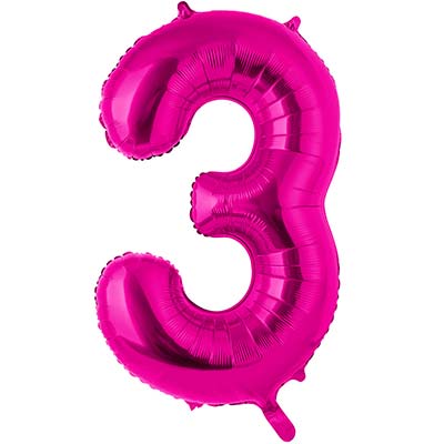 Шар цифра "3", 101см Fuchsia
