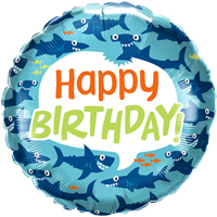 Шарик 45см Happy Birthday Акулы