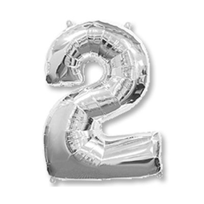 Шарик цифра "2", 101см Silver