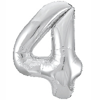 Шар цифра "4", 101см Металлик Silver