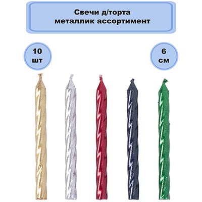 Свечи для торта Свечи для торта металлик ассорти 10 штук