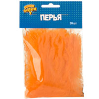 Перья декоративные Оранжевые 10см 30шт