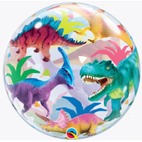 Шар BUBBLE 56см Динозавры разноцветные